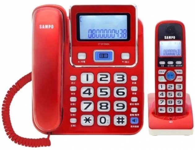 SAMPO 聲寶2.4GHz高頻子母機數位無線電話 CT-W1304DL 黑色