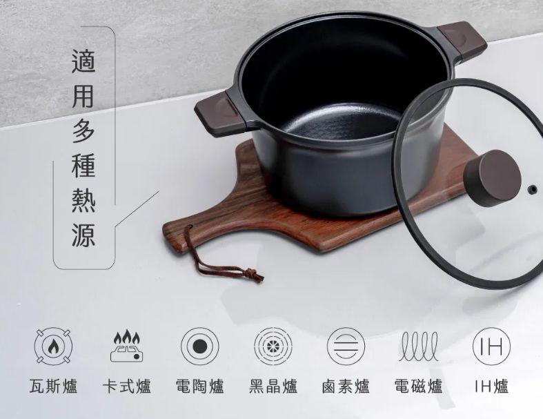 【KINYO】nera系列-IH減油陶瓷雙耳湯鍋-24cm含蓋