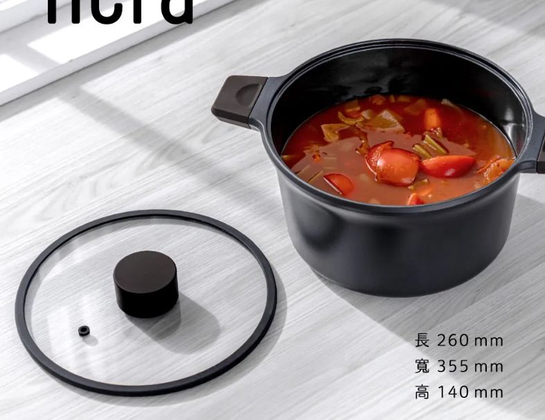 【KINYO】nera系列-IH減油陶瓷雙耳湯鍋-24cm含蓋