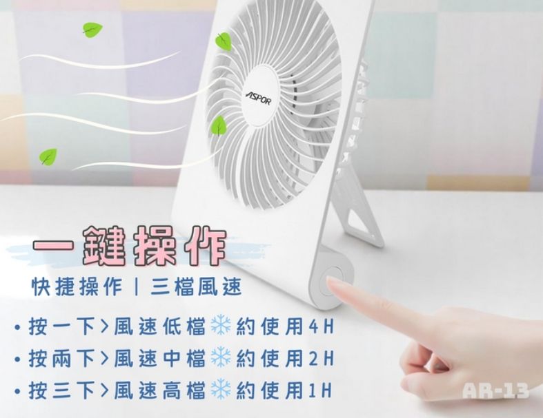 【ASPOR】極簡薄型桌面風扇 AR-13 小巧便攜 立扇 嬰兒風扇 推車風扇立掛兩用 廣角送風 小風扇 桌用風扇