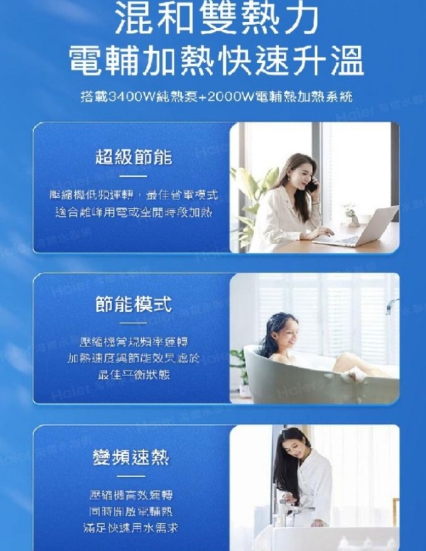 Haier 海爾 200L R32變頻分離式熱泵熱水器(HP34W/200TFE7 )