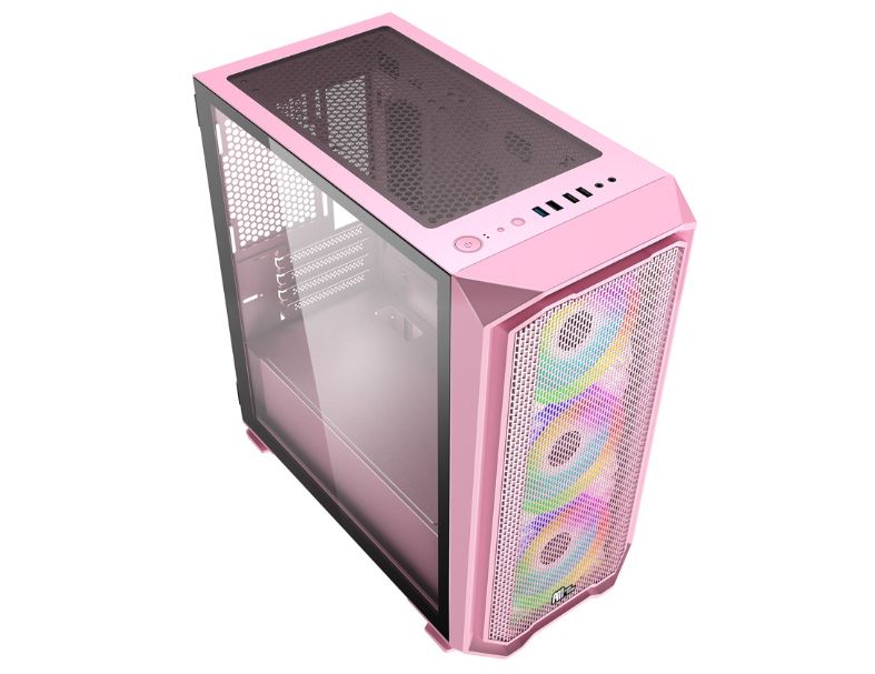 亞碩國際 M2 M-ATX機殼+3入風扇組 (粉/白)