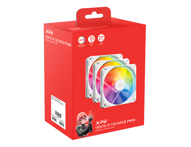 XPG  VENTO 120 ARGB PWM - 反葉扇三入包 (白) 