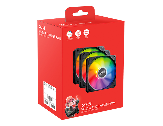 VENTO 120 ARGB PWM - 反葉扇三入包 (黑)