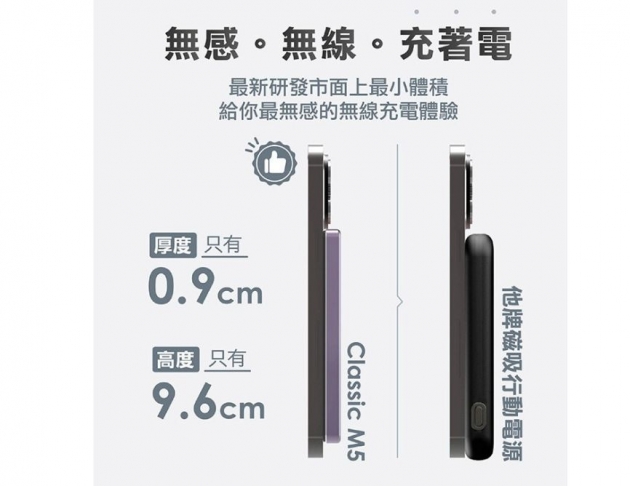 TOTOLINK M5 5000mAh 超薄磁吸無線快充行動電源