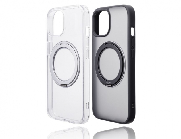 【Gramas】 Mag-O 360 支架防摔殼 iPhone 15  15Pro  15Pro Max 透明 黑