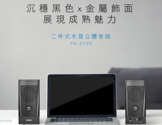 【KINYO】二件式木質立體音箱 (PS-2100)