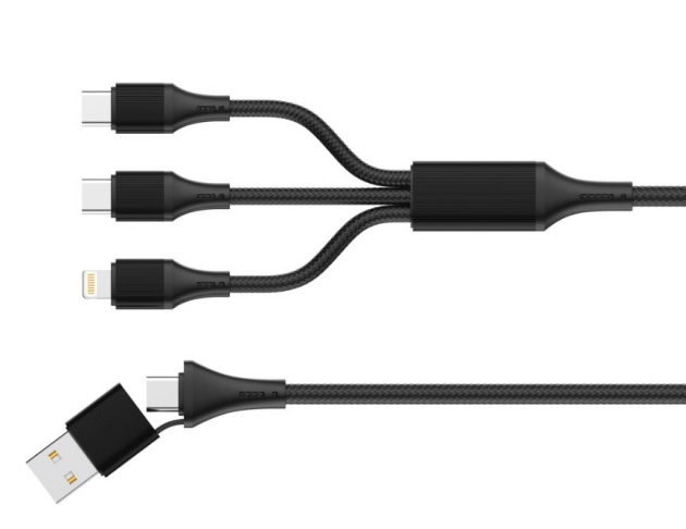 LDNIIO 立德諾 2對3編織充 電傳輸線100W-1.2米