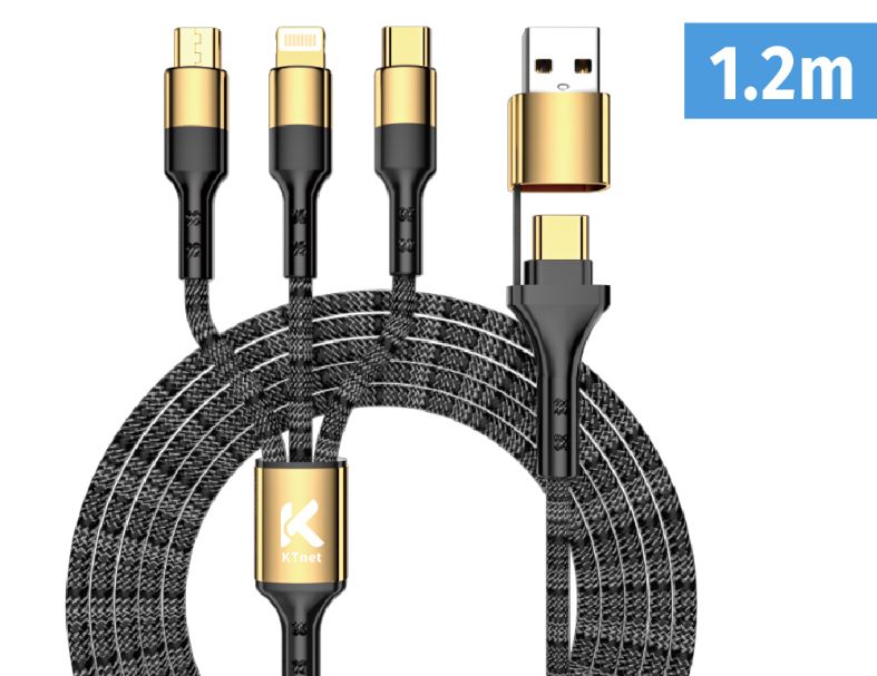 【KTnet】G423 U+C 6合1 PD 6A快充編織線 1.2M PD/QC快充可達60W