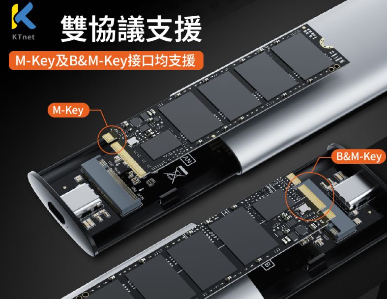 【KTnet】EM600 M,2 SSD NVME/ SATA 雙協議鋁合金外接盒