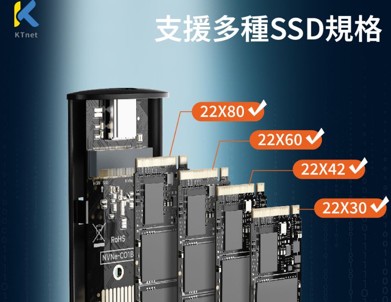 【KTnet】EM600 M,2 SSD NVME/ SATA 雙協議鋁合金外接盒