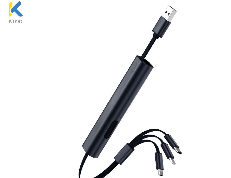KTNET G49伸縮收納棒型的鋁合金充電線/3合1的多介面充電/充電3A大電流供應/純銅線芯供電穩定及快速