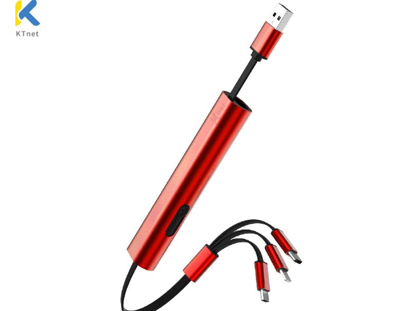 KTNET G49伸縮收納棒型的鋁合金充電線/3合1的多介面充電/充電3A大電流供應/純銅線芯供電穩定及快速