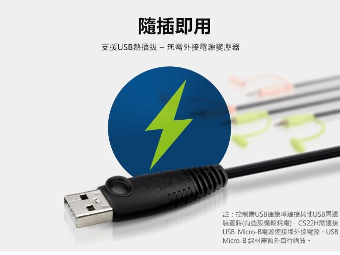 ATEN CS22H 2埠USB 4K HDMI帶線式KVM多電腦切換器 (外接式切換按鍵)