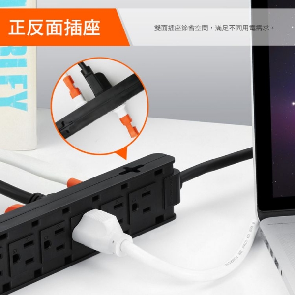 群加 1開12插雙面抗搖擺延長線(黑色)  1M 