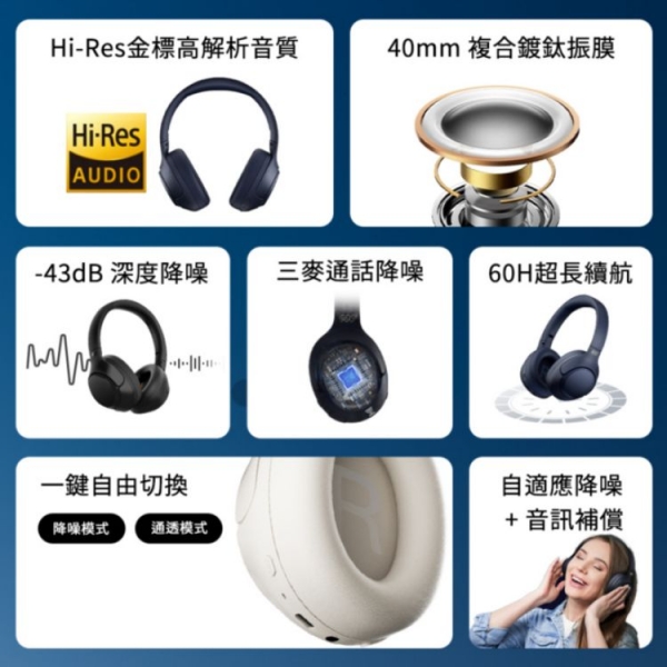 QCY H3 降噪藍牙耳罩式耳機