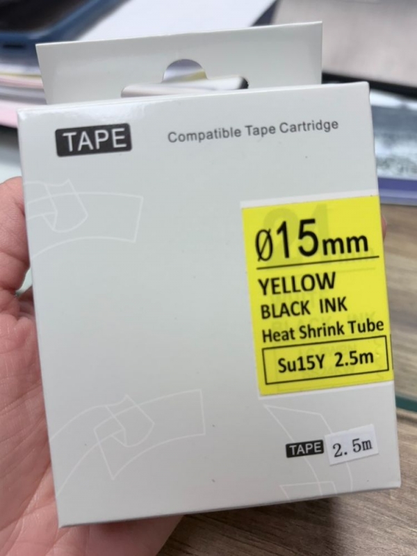 熱縮套管標籤色帶 副廠熱縮套管標籤  Φ15mm   Φ7mm 黃底黑字