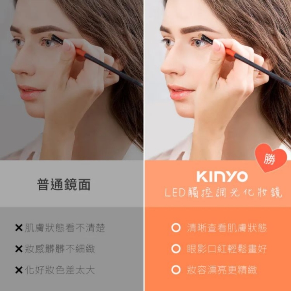 【KINYO】LED觸控調光化妝鏡 (BM-077)